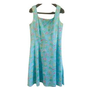 Floral blue  dress R&K originals women’s 10P blended cotton/spandex